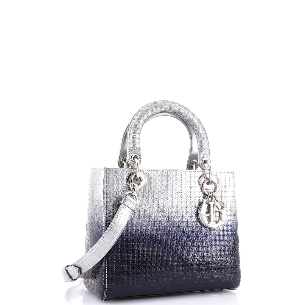 Lady Dior Bag Micro Cannage Ombre Metallic Calfskin Medium