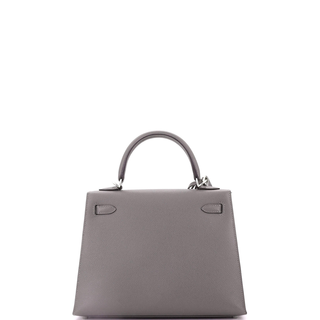 Kelly Handbag Grey Epsom with Palladium Hardware 25