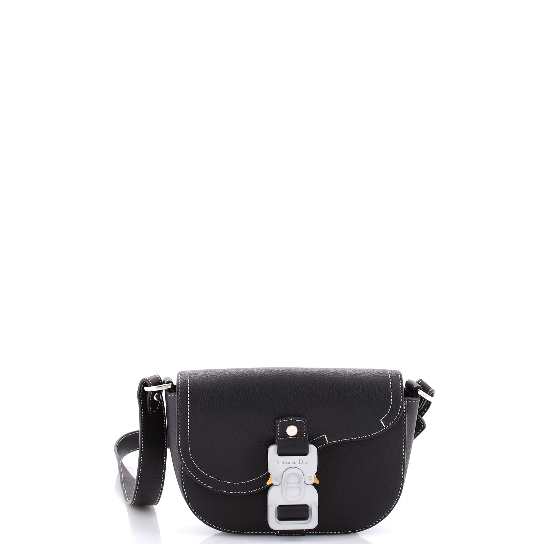 Saddle Buckle Flap Messenger Bag Leather Mini