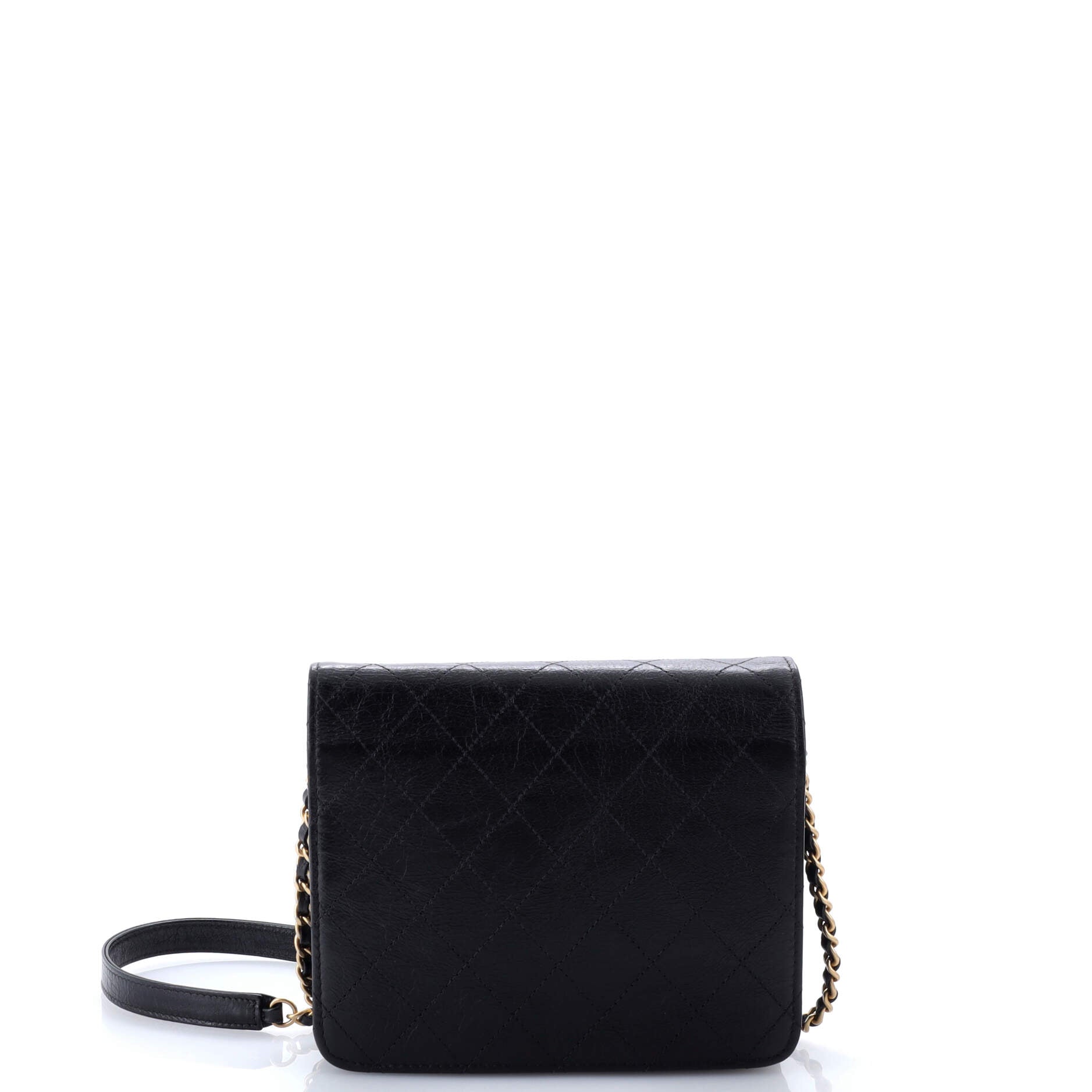 Logo Plate Square Wallet on Chain Quilted Goatskin