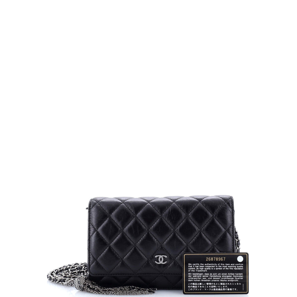 Tassel Wallet on Chain Quilted Aged Calfskin