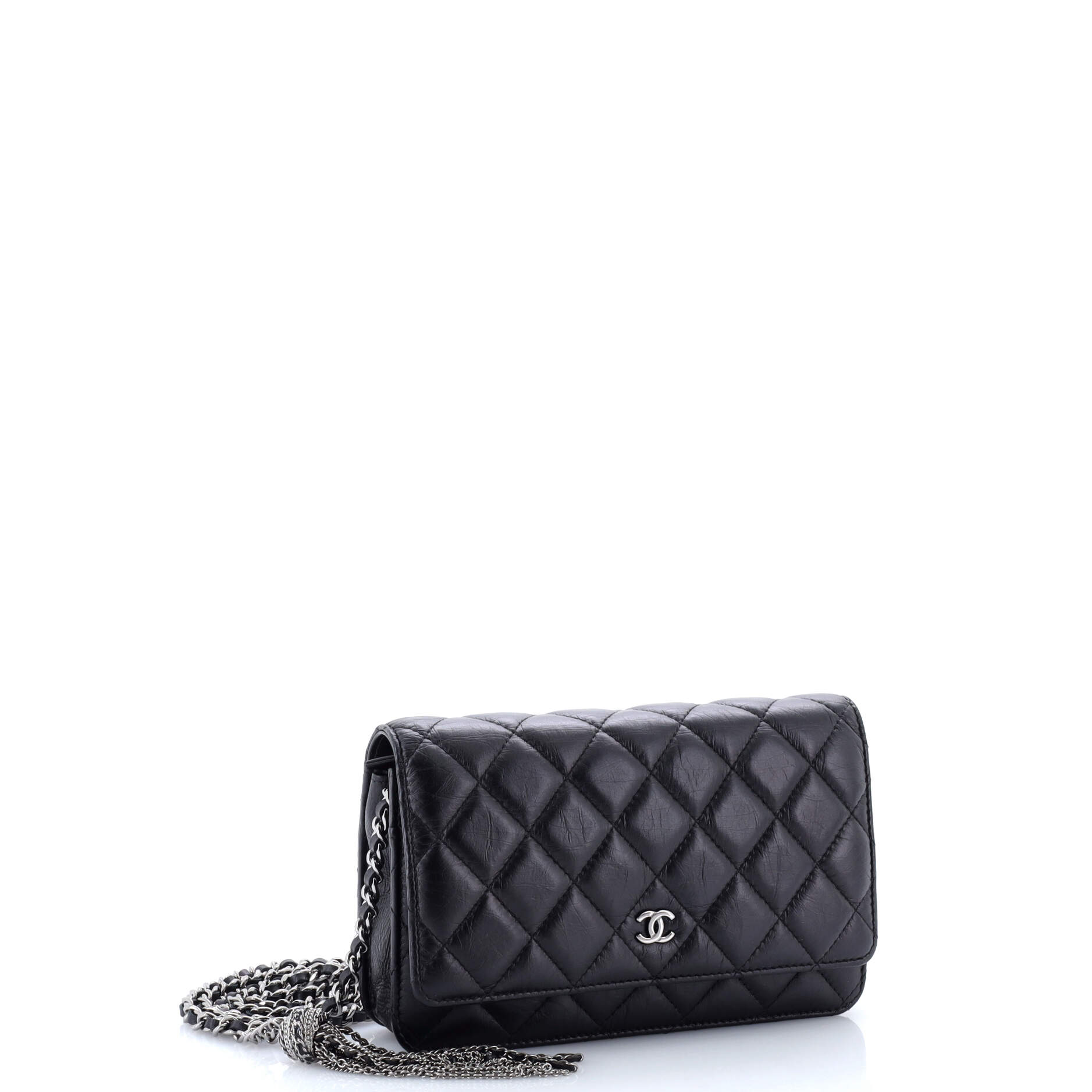 Tassel Wallet on Chain Quilted Aged Calfskin