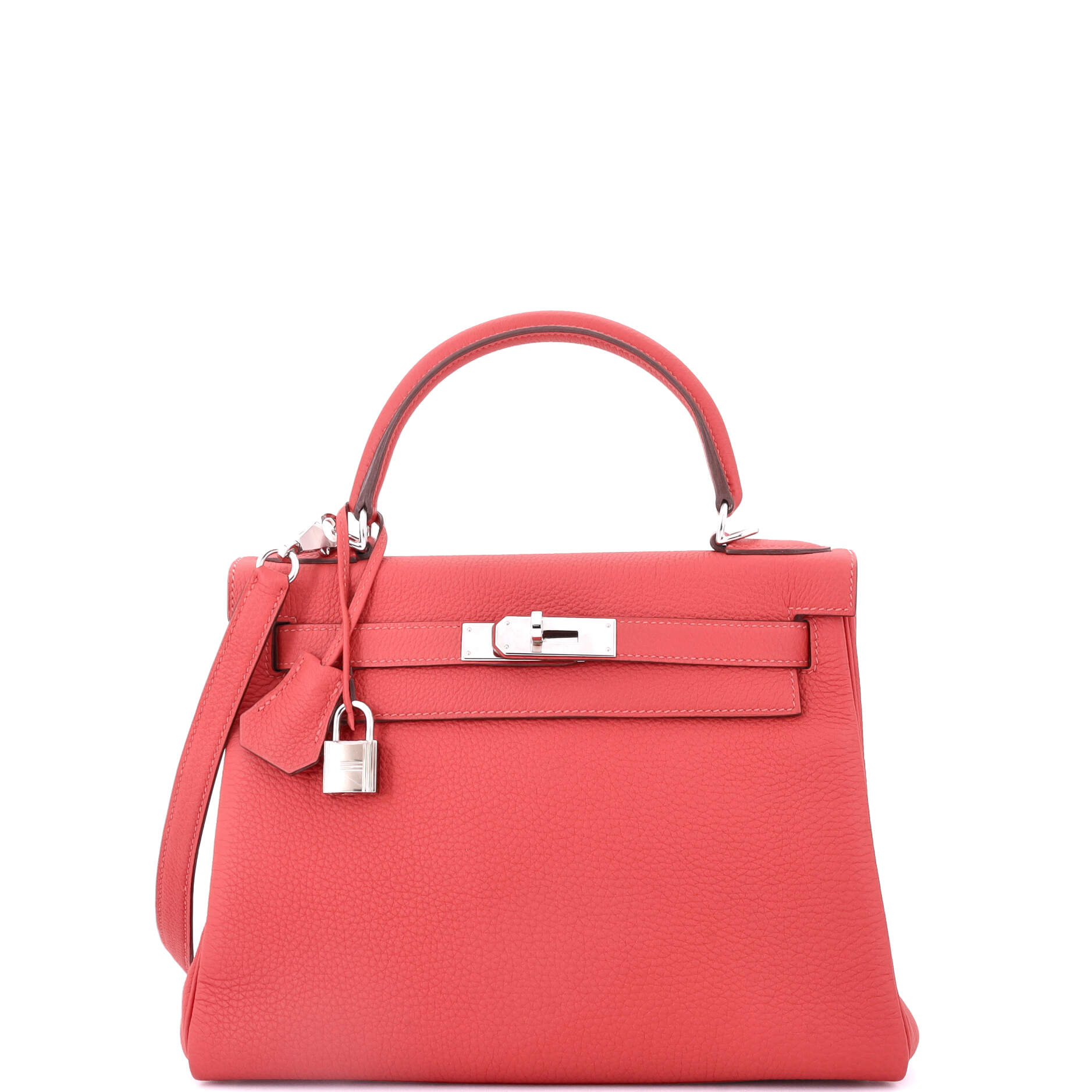 Kelly Handbag Rouge Piment Clemence with Palladium Hardware 28