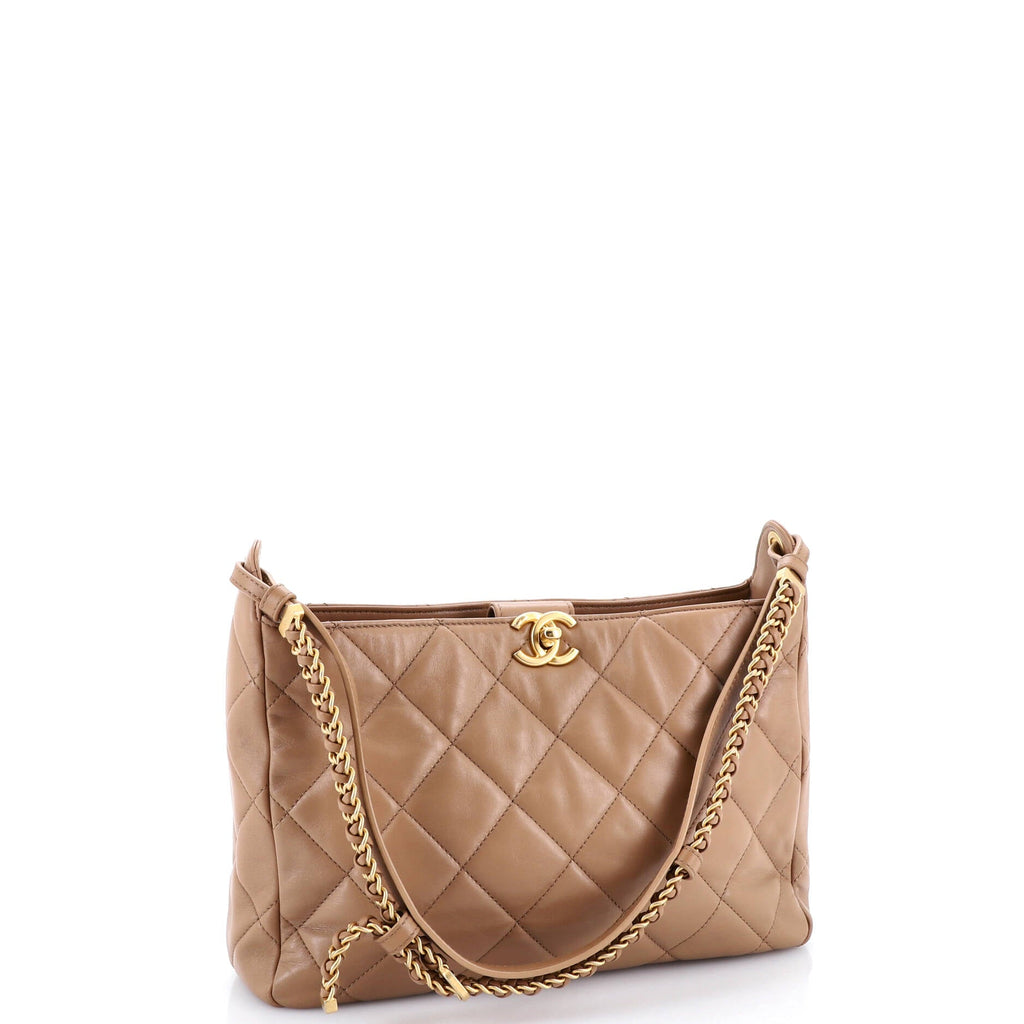 CC Turnlock Belted Chain Handle Hobo Quilted Lambskin Medium