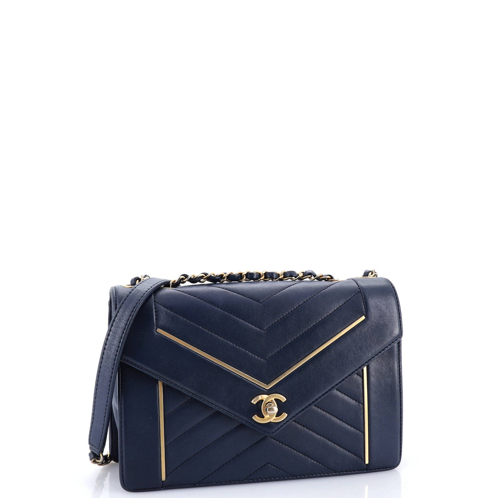 Reversed Flap Bag Chevron Lambskin Medium