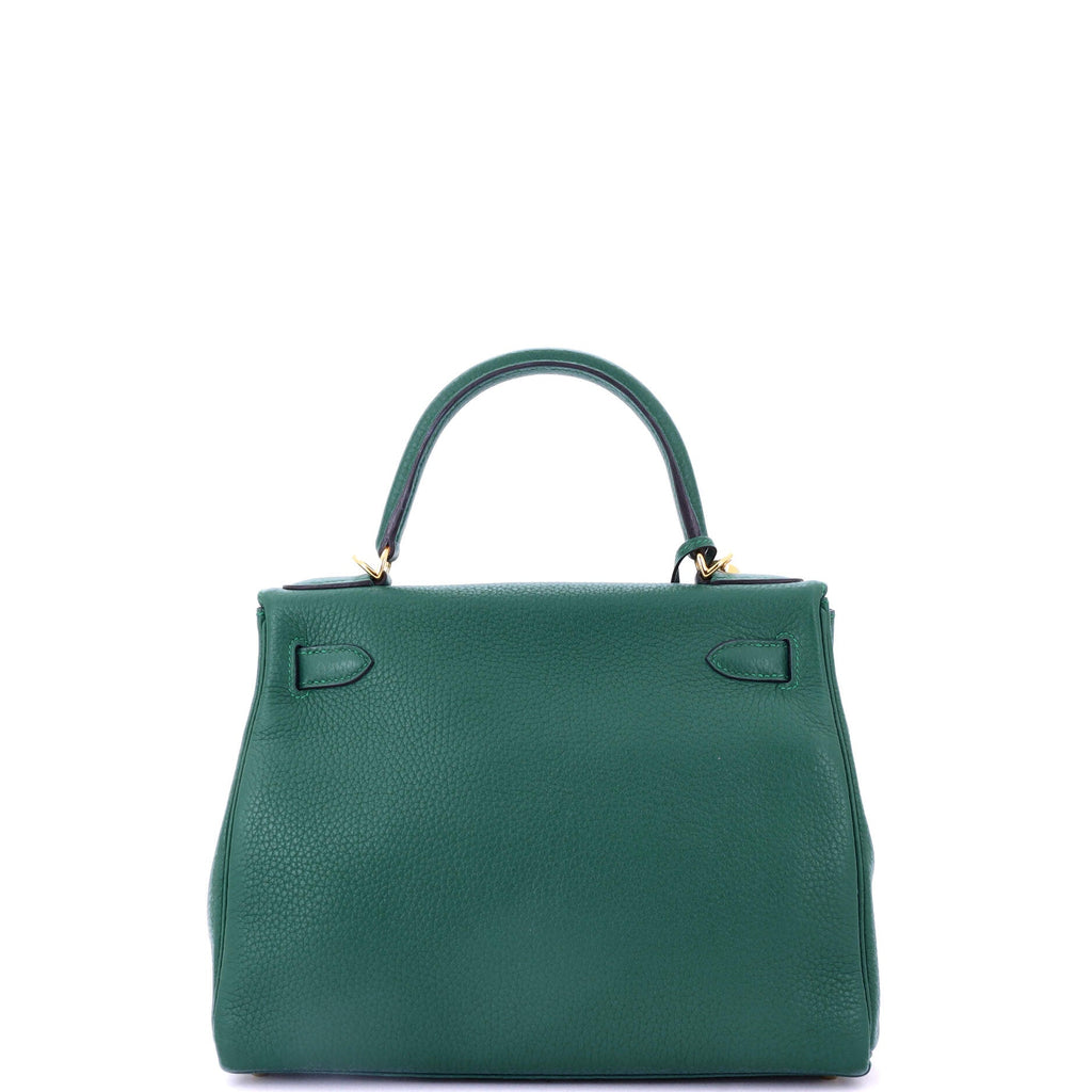 Kelly Handbag Malachite Clemence with Gold Hardware 28