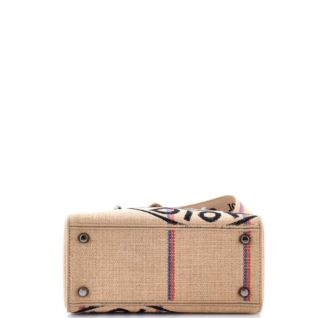 Lady D-Lite Bag Embroidered Raffia Medium