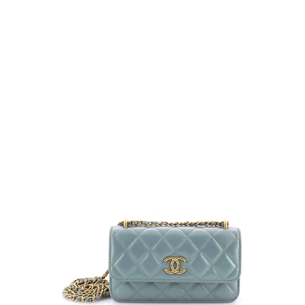 CC Flap Phone Holder with Chain Quilted Lambskin Mini