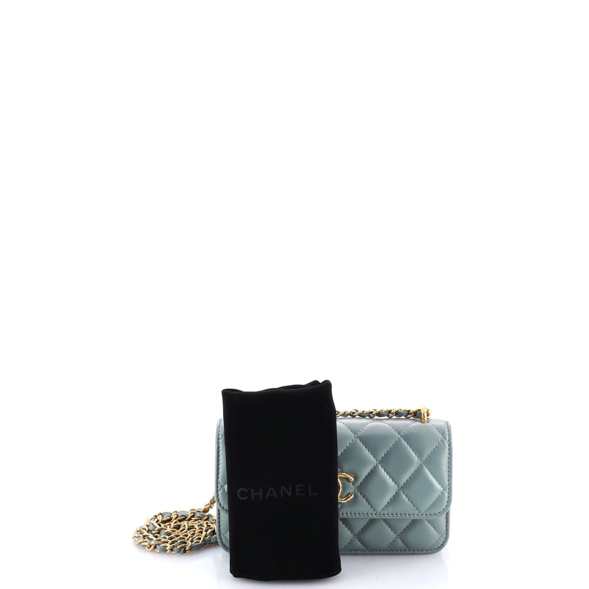 CC Flap Phone Holder with Chain Quilted Lambskin Mini