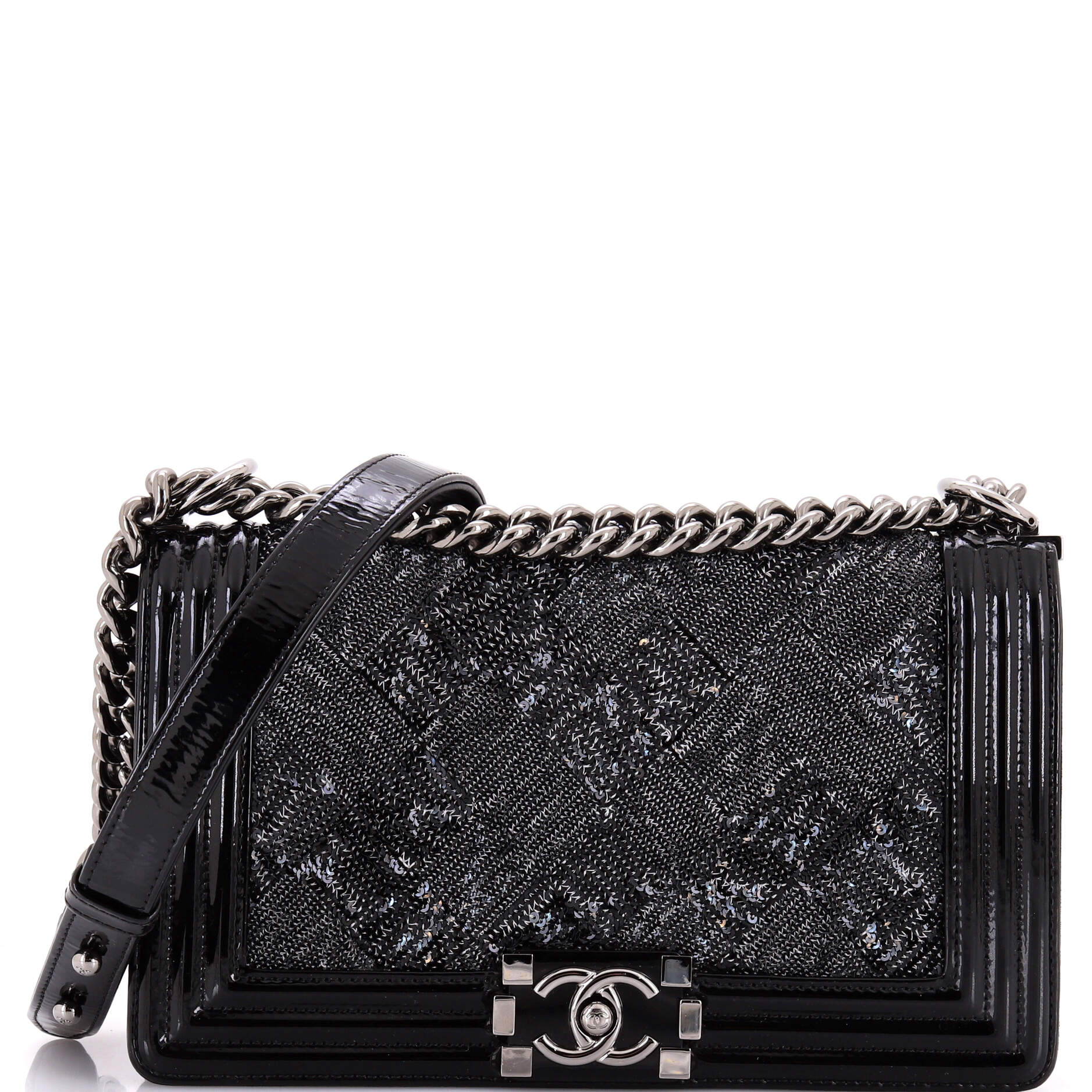 Boy Flap Bag Sequin with Patent Old Medium