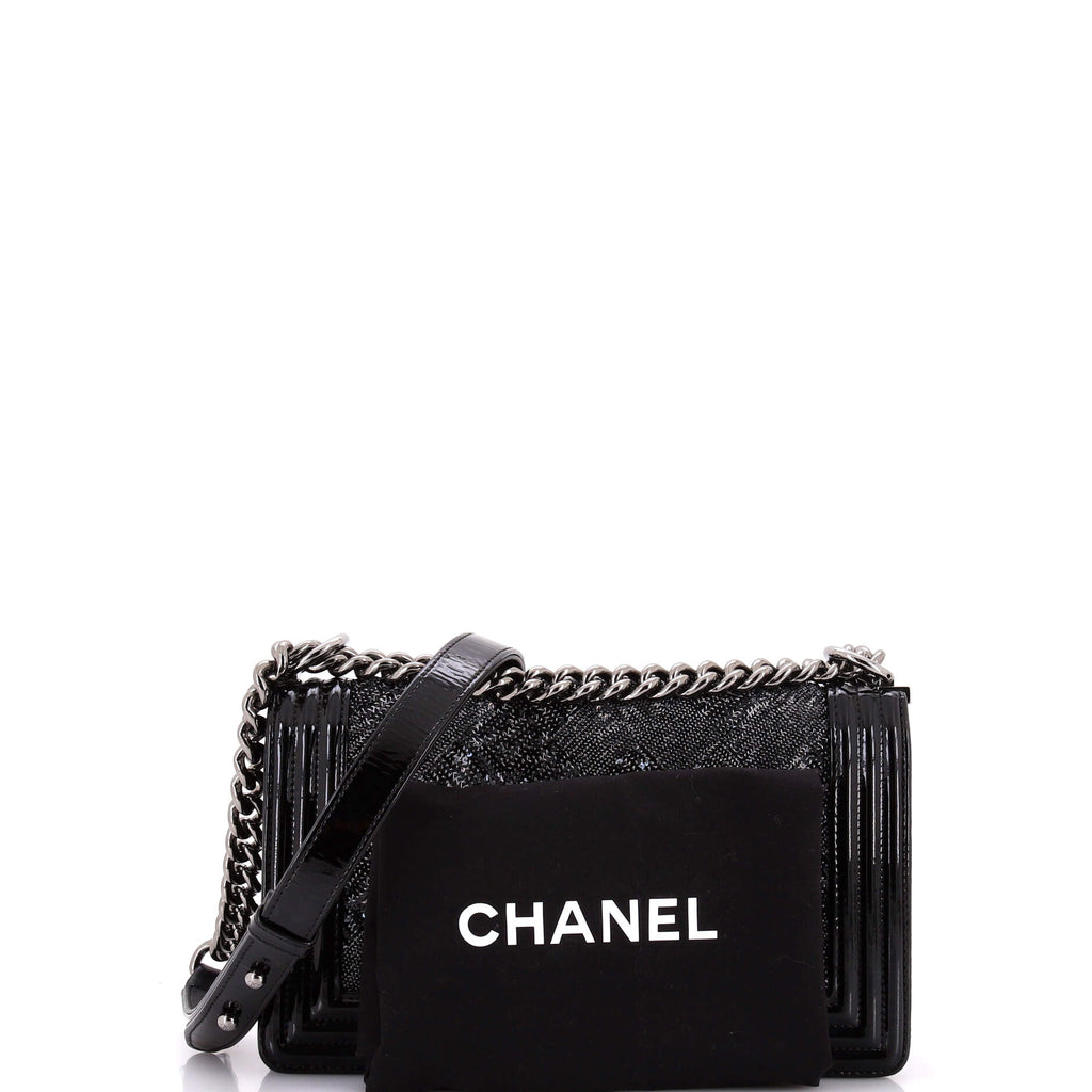 Boy Flap Bag Sequin with Patent Old Medium