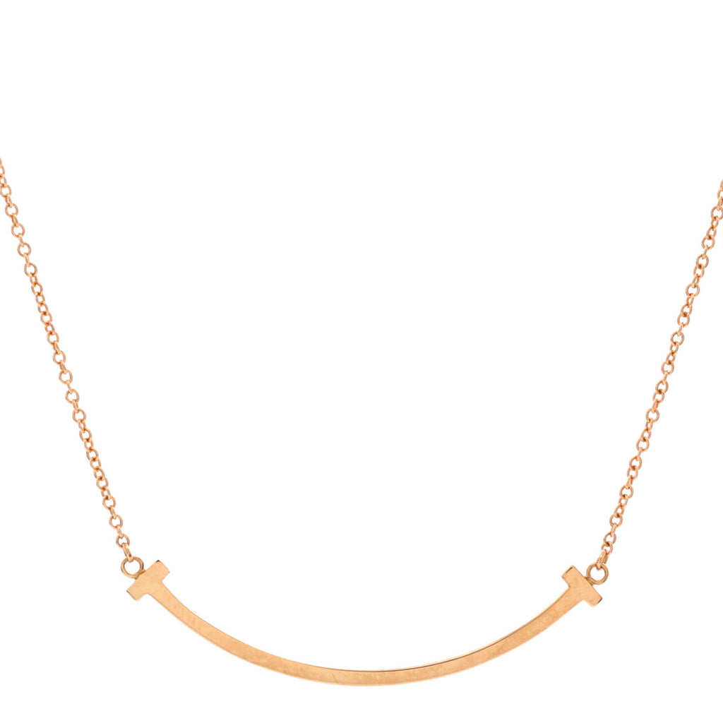T Smile Pendant Necklace 18K Rose Gold Small