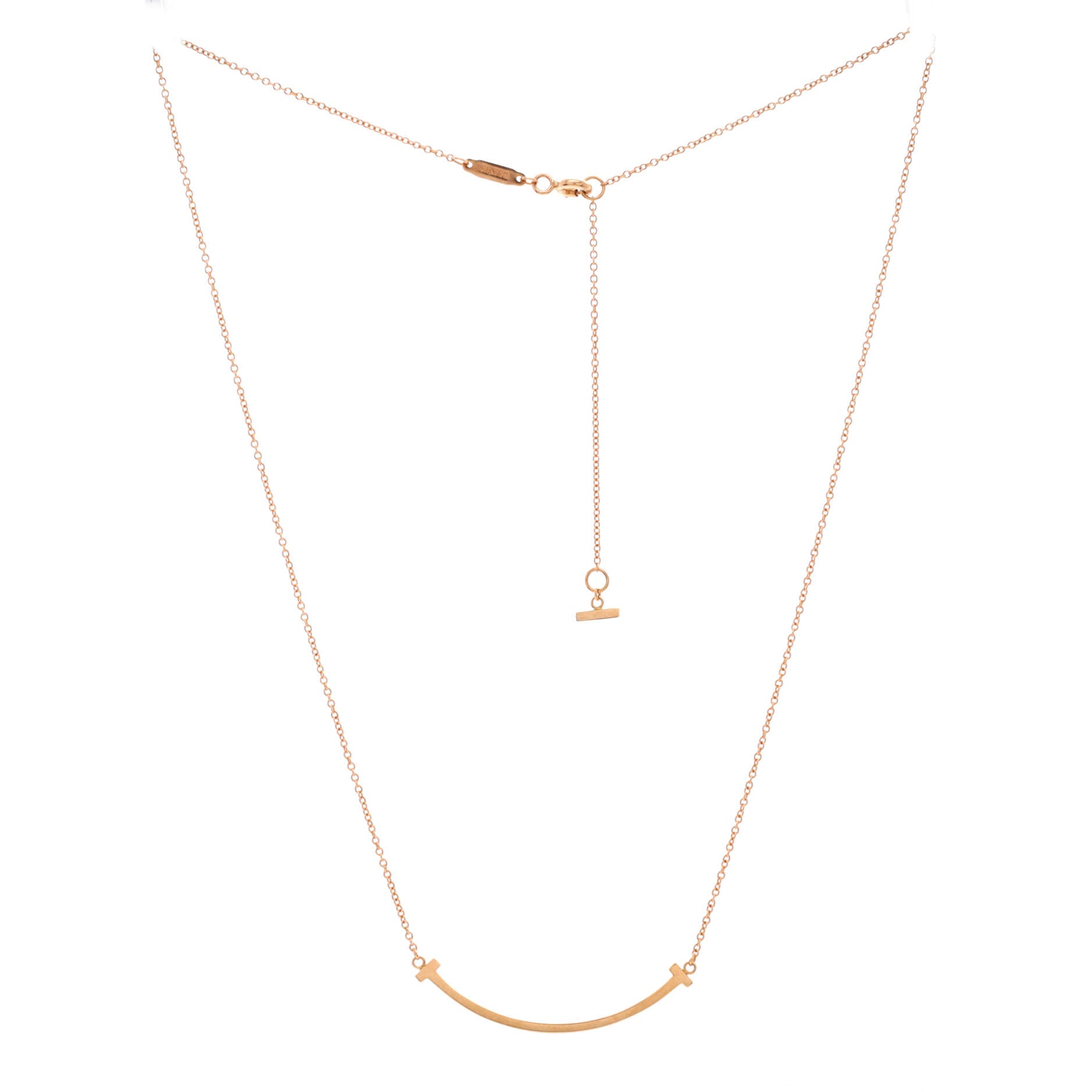 T Smile Pendant Necklace 18K Rose Gold Small