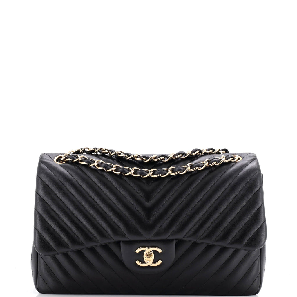 Classic Double Flap Bag Chevron Lambskin Jumbo