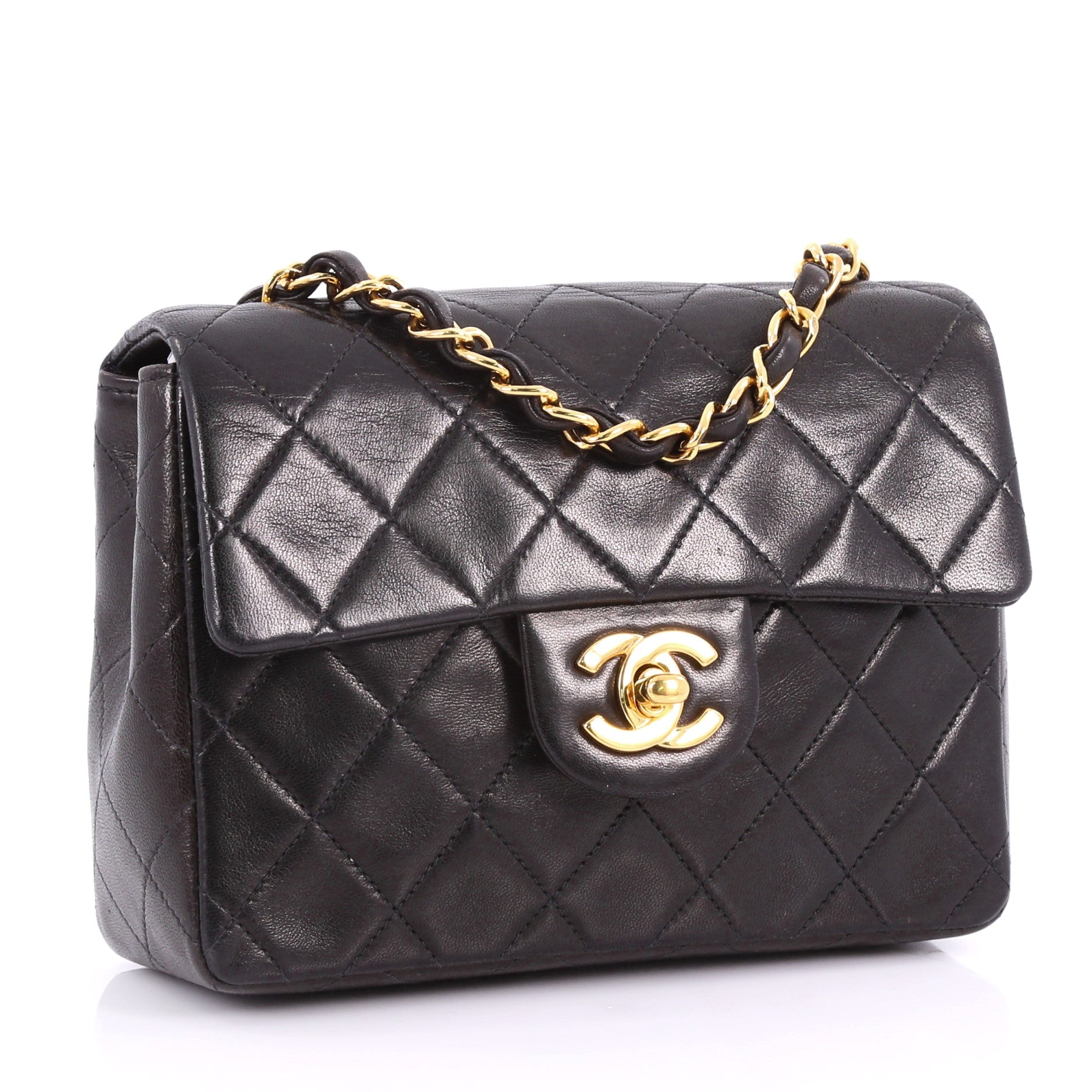 Vintage Square Classic Single Flap Bag Quilted Lambskin Mini