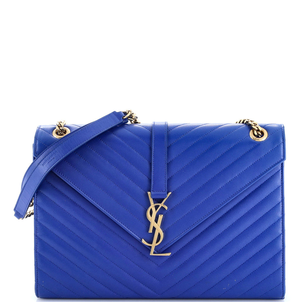 Classic Monogram Envelope Satchel Matelasse Chevron Leather Large