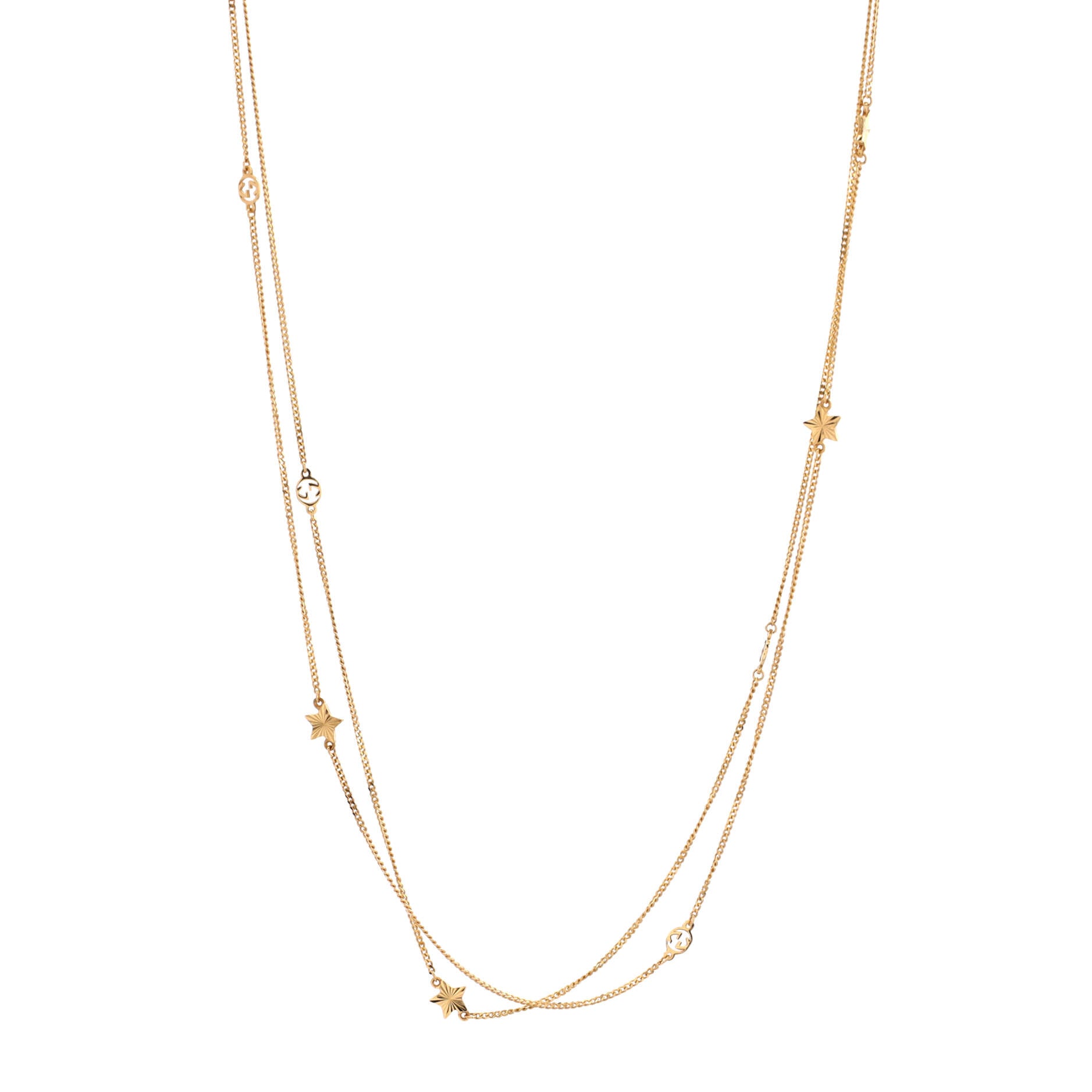 GG Running Star Station Necklace 18K Yellow Gold