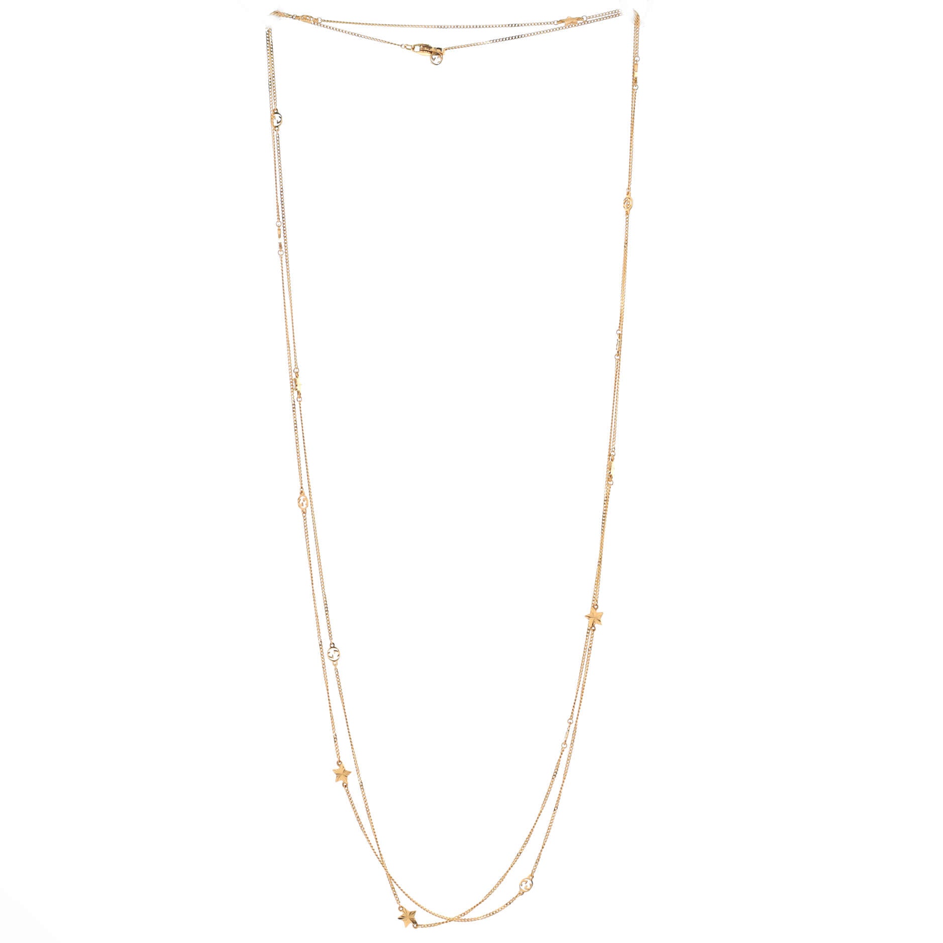 GG Running Star Station Necklace 18K Yellow Gold