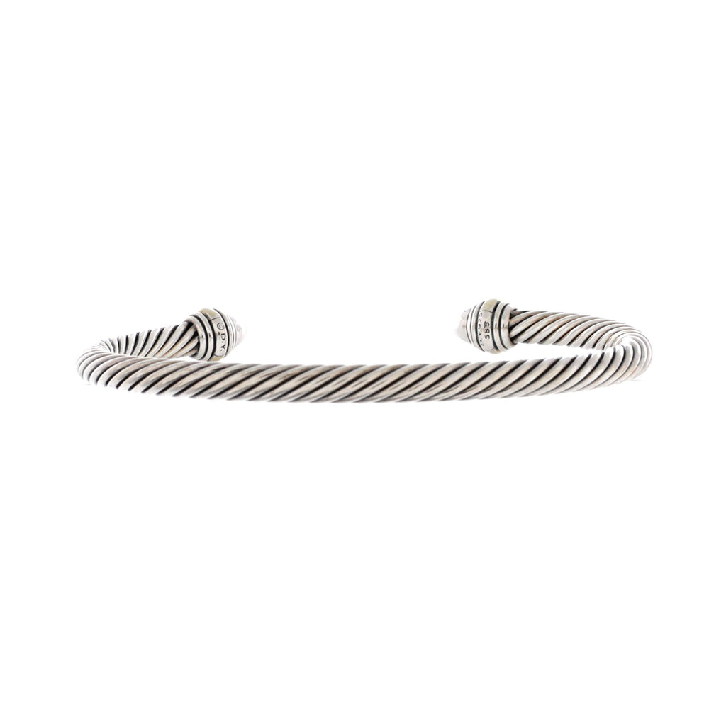 Cable Classic Bracelet Sterling Silver and 18K Yellow Gold with Pave Diamonds 5mm