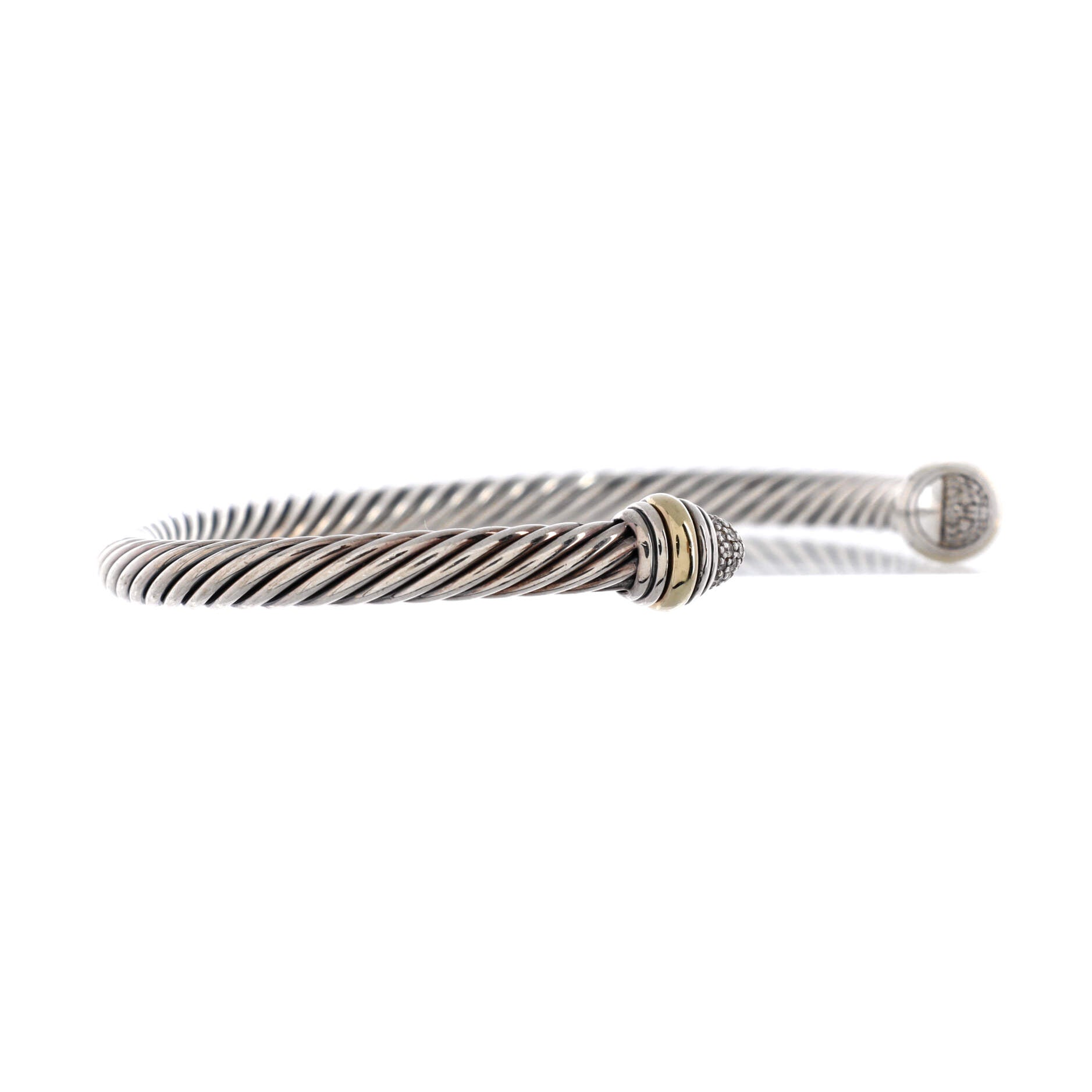 Cable Classic Bracelet Sterling Silver and 18K Yellow Gold with Pave Diamonds 5mm