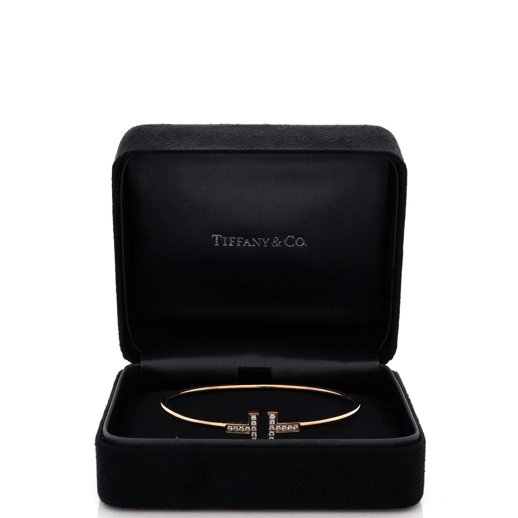 T Wire Bracelet 18K Rose Gold with Diamonds