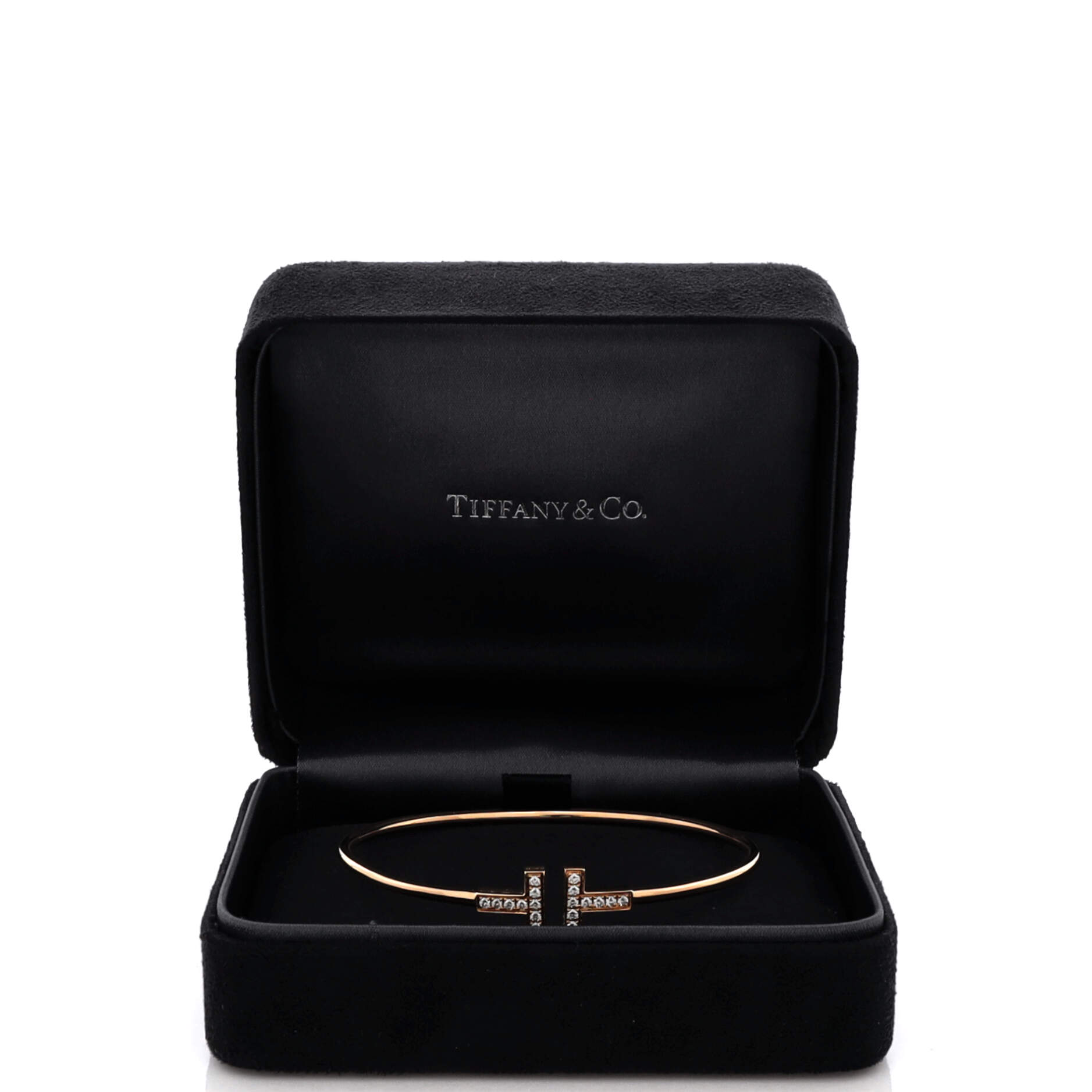 T Wire Bracelet 18K Rose Gold with Diamonds