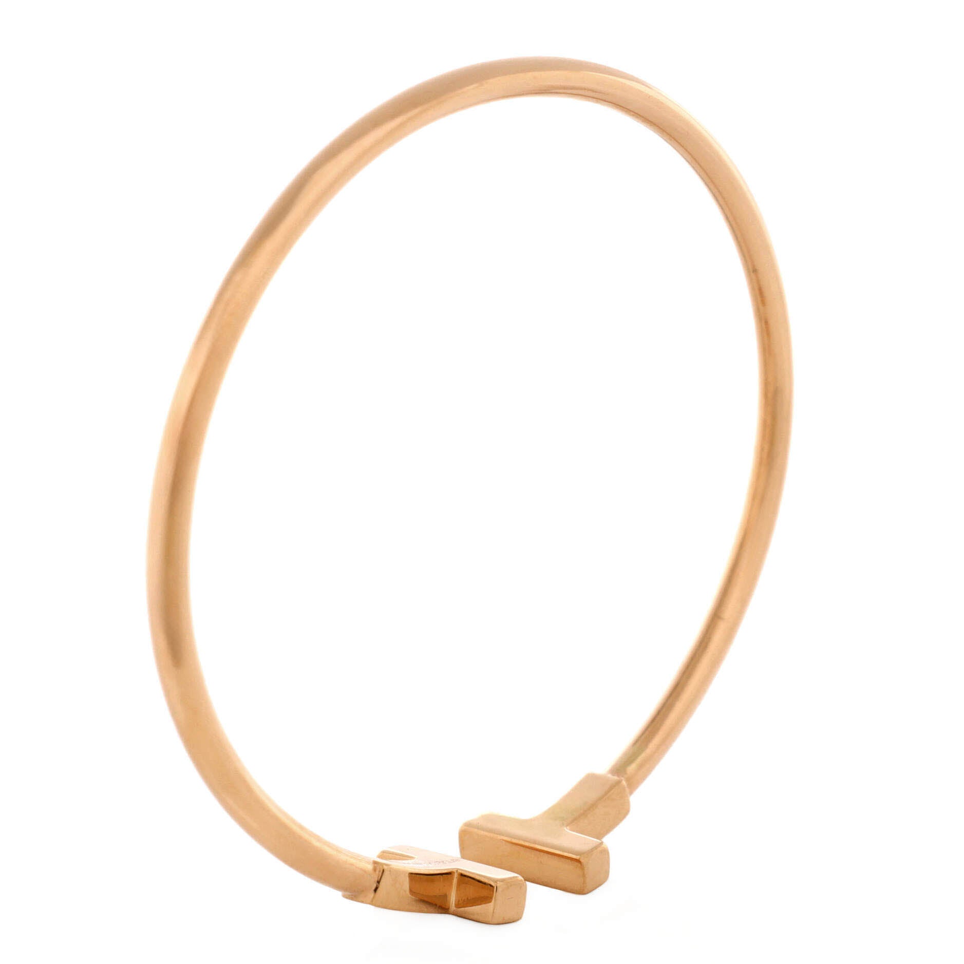 T Wire Bracelet 18K Rose Gold with Diamonds