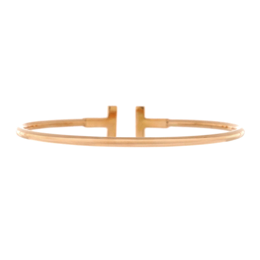T Wire Bracelet 18K Rose Gold with Diamonds