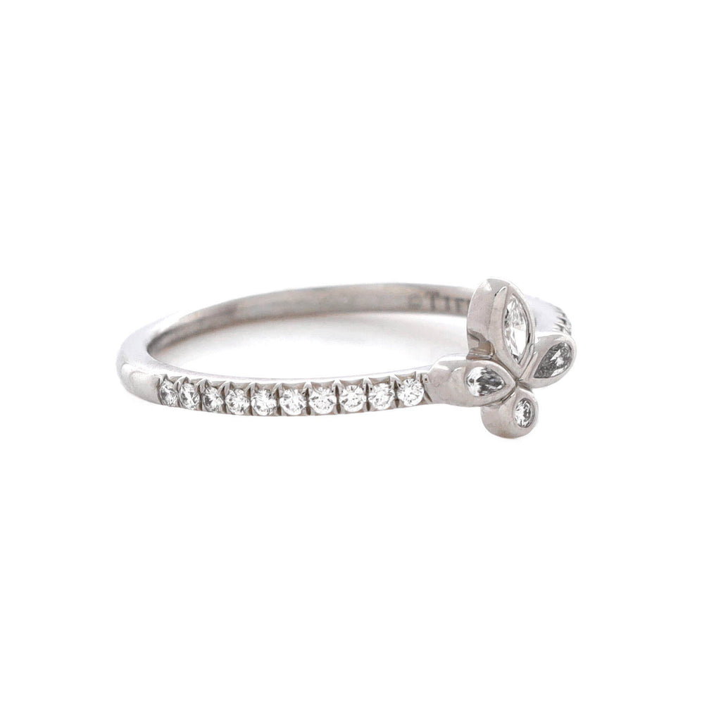 Fleur de Lis Flower Ring Platinum and Diamonds