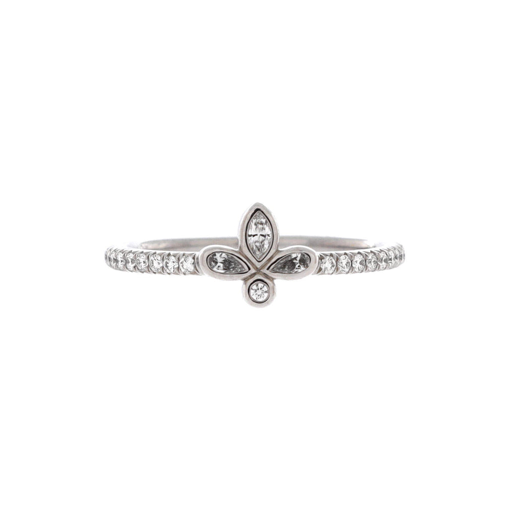 Fleur de Lis Flower Ring Platinum and Diamonds