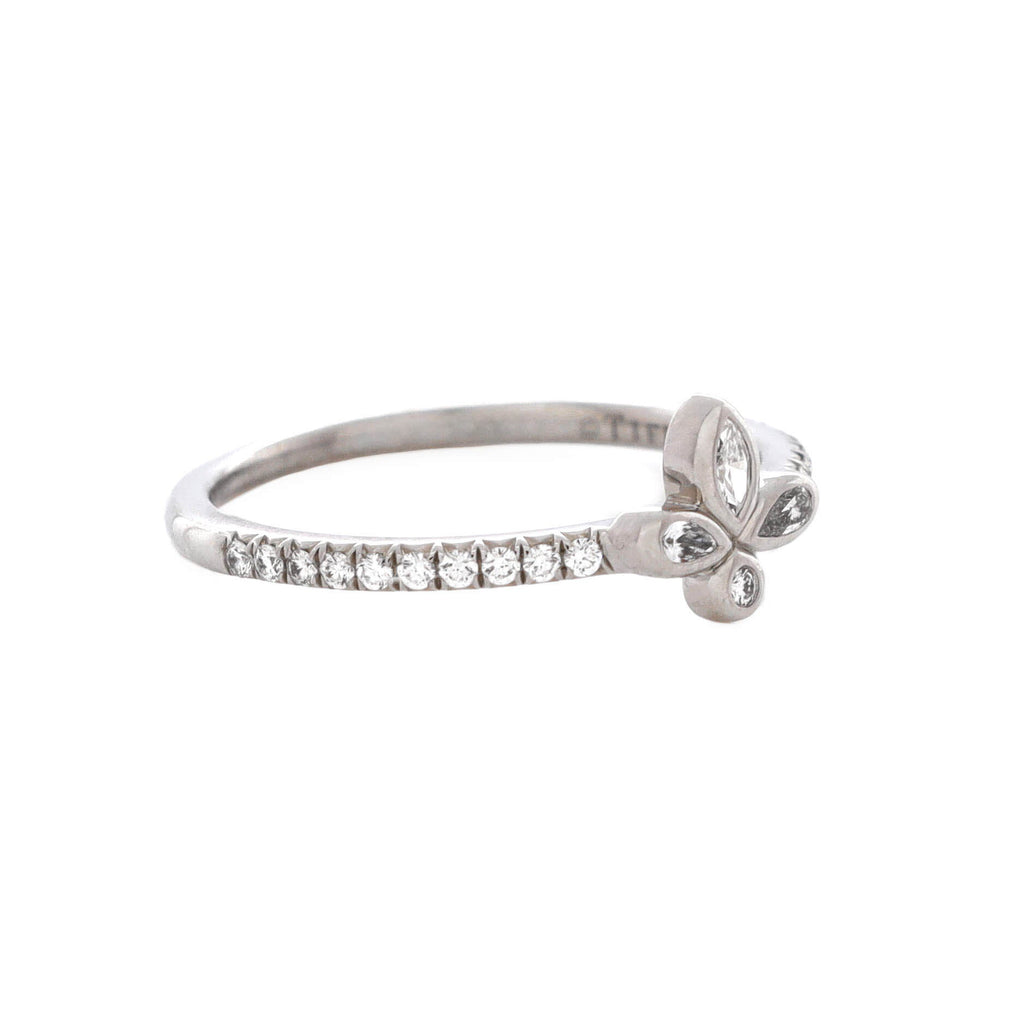 Fleur de Lis Flower Ring Platinum and Diamonds