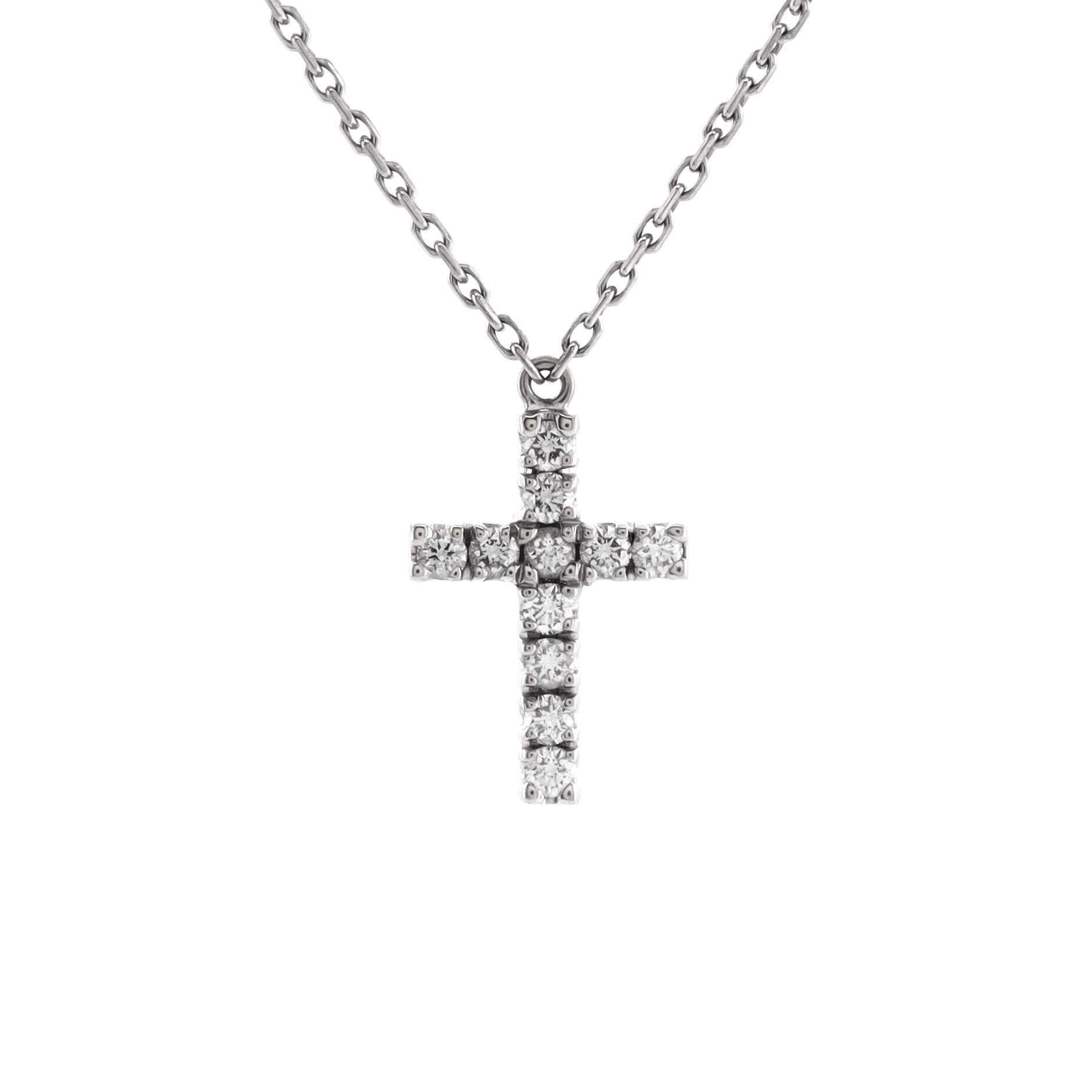 Cross Pendant Necklace 18K White Gold with Diamonds