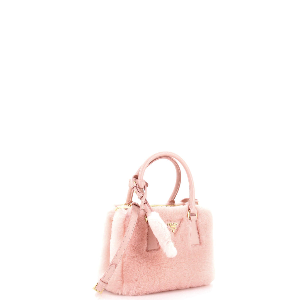 Galleria Double Zip Tote Shearling and Leather Mini