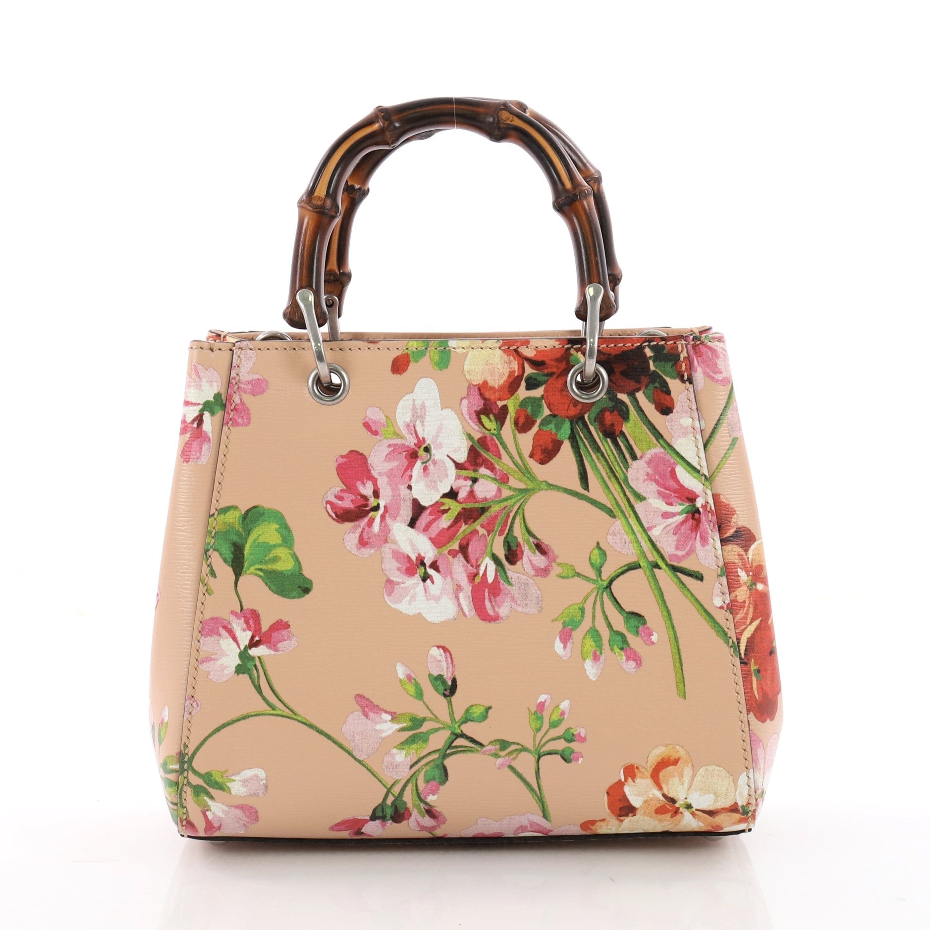 Bamboo Shopper Tote Blooms Print Leather Mini