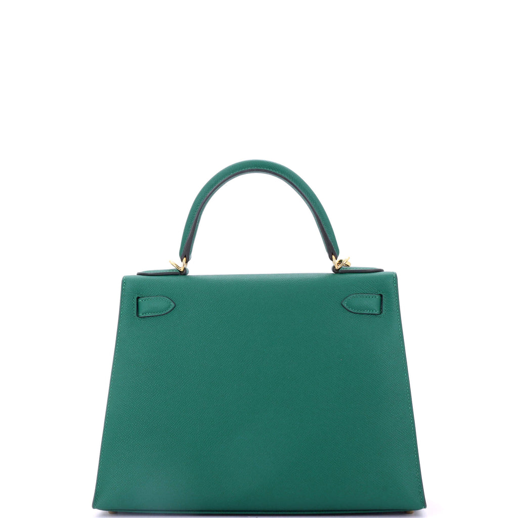 Kelly Handbag Vert Vertigo Epsom with Gold Hardware 28