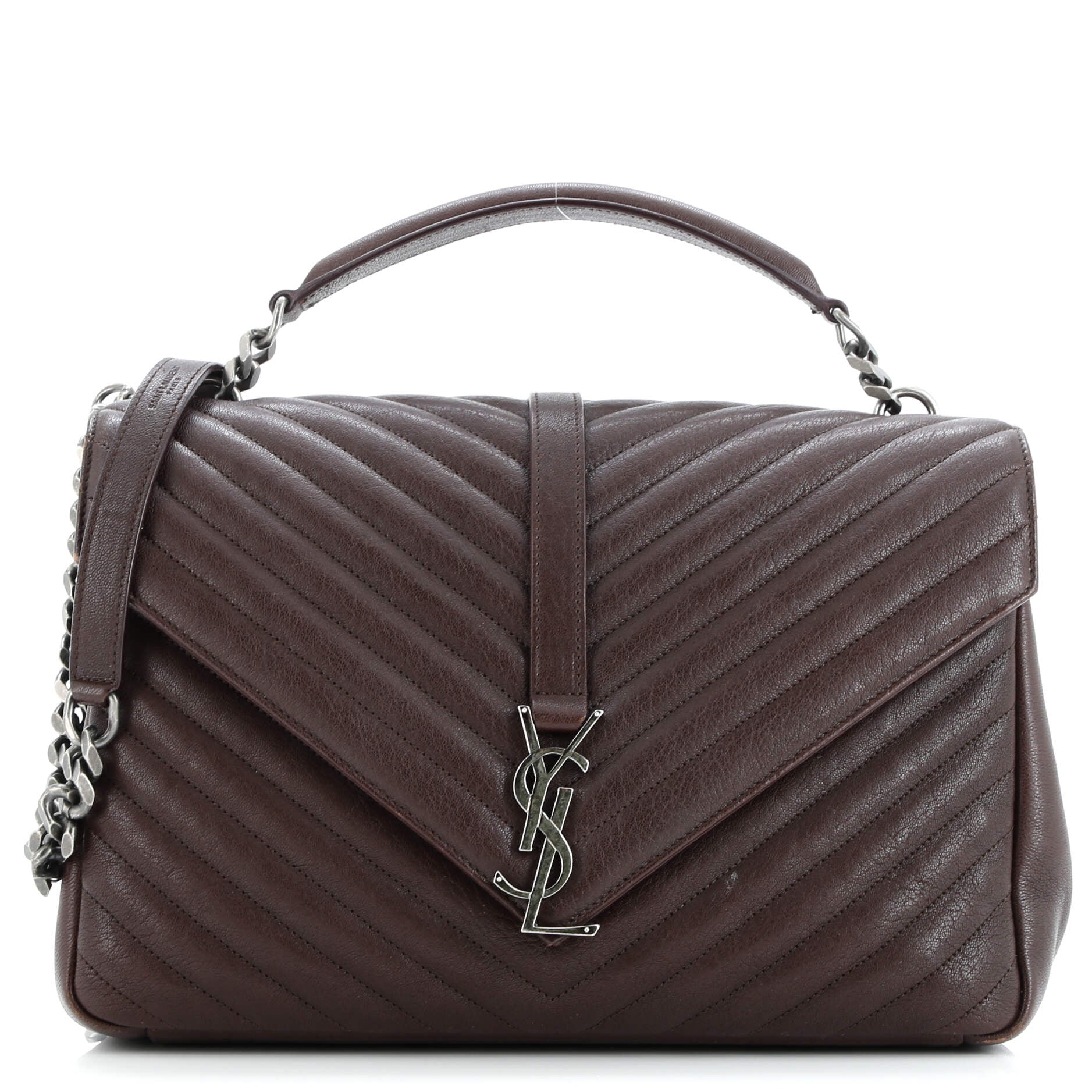 Classic Monogram College Bag Matelasse Chevron Leather Large