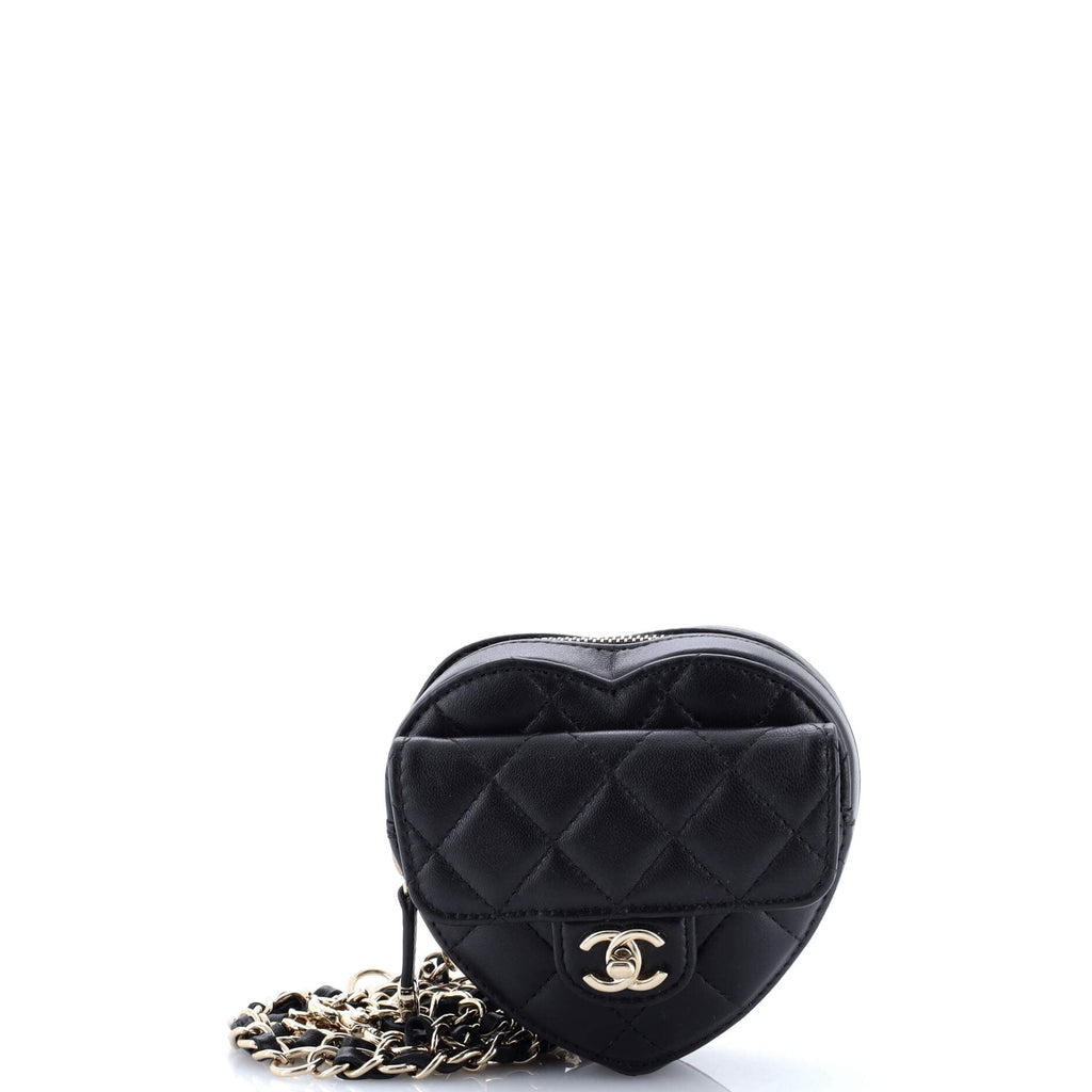 CC in Love Heart Belt Bag Quilted Lambskin