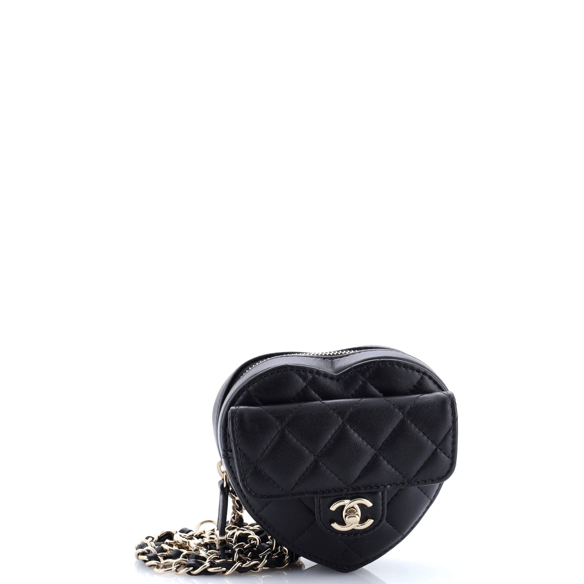 CC in Love Heart Belt Bag Quilted Lambskin