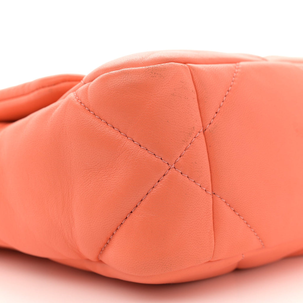 Lambskin Quilted Medium Chanel 19 Flap Orange