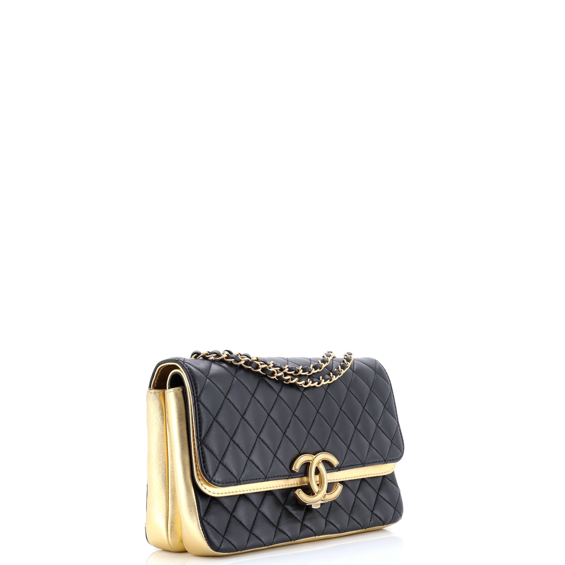 CC Chic Double Flap Bag Quilted Lambskin Medium
