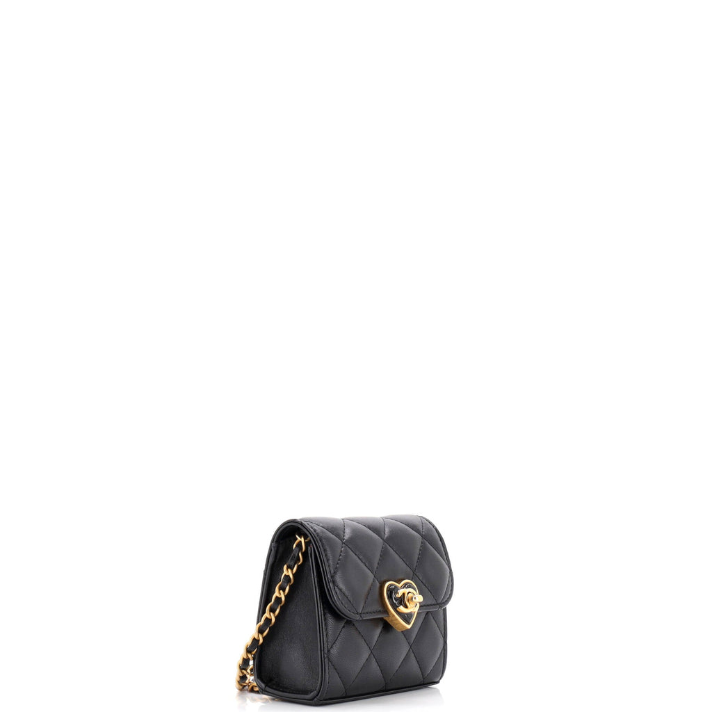 Coco Love CC Heart Clutch with Chain Quilted Lambskin Mini
