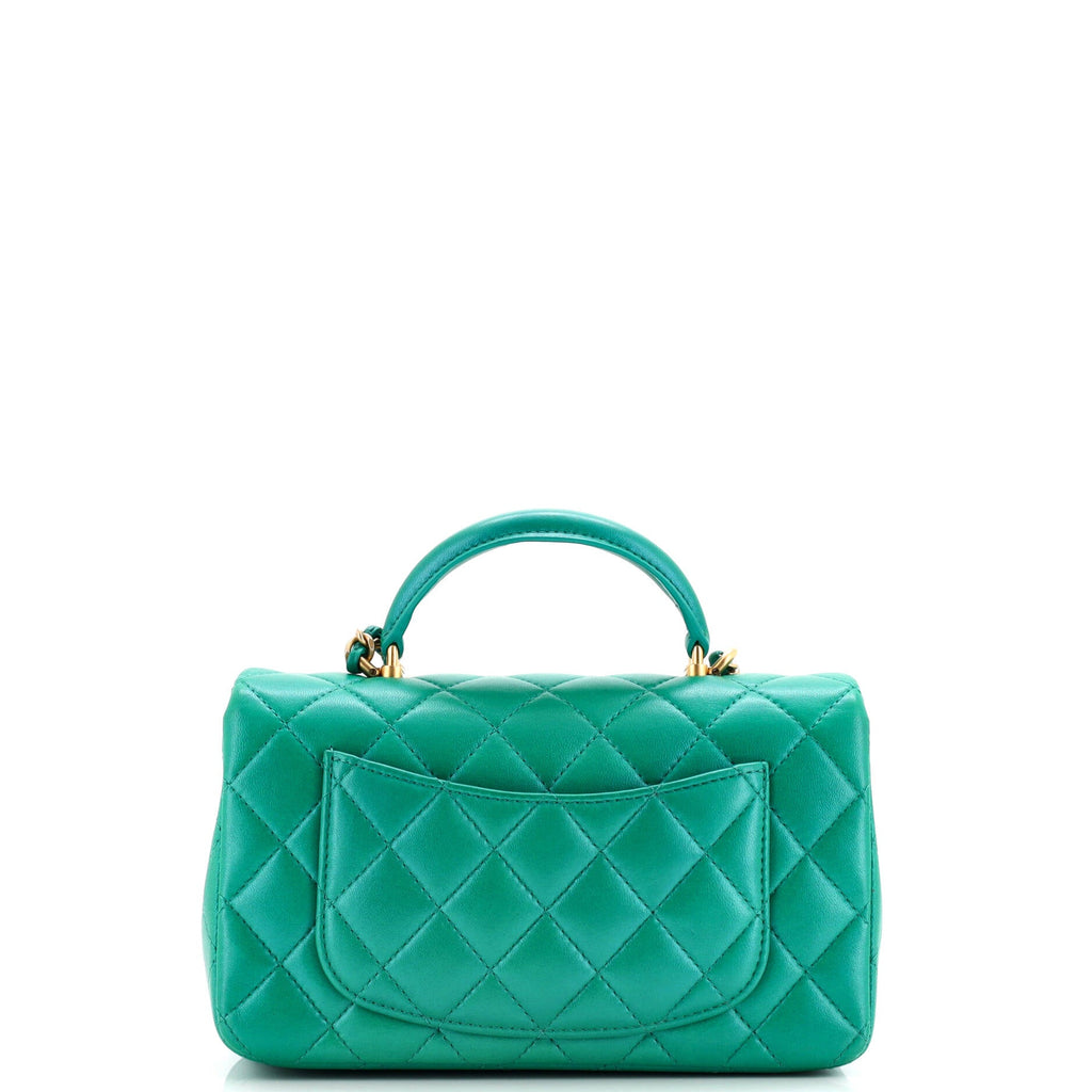 Classic Single Flap Top Handle Bag Quilted Lambskin Mini