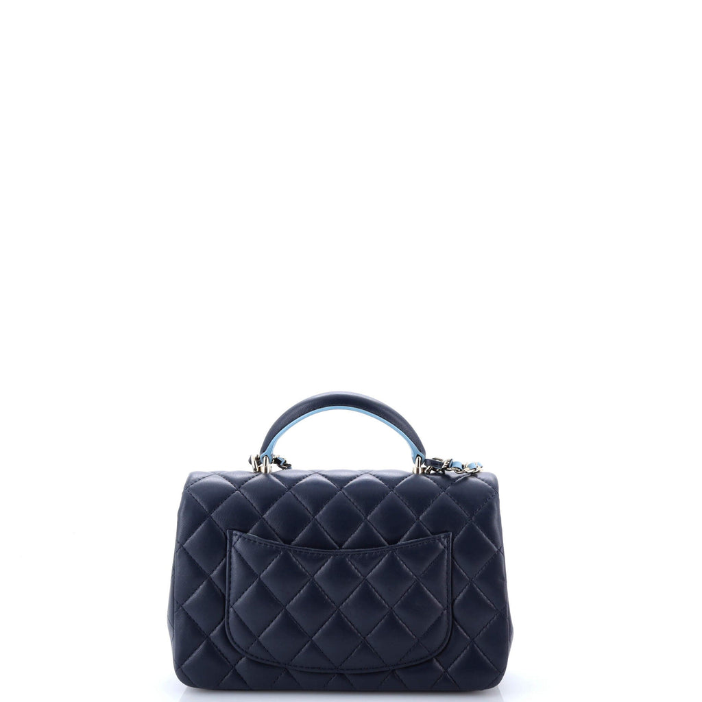 Classic Single Flap Top Handle Bag Quilted Lambskin Mini