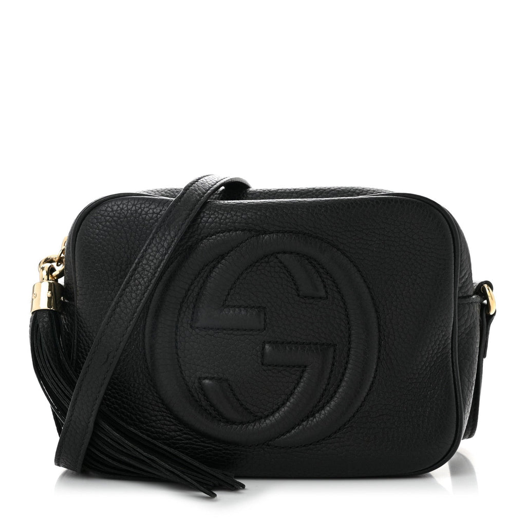 Pebbled Calfskin Small Soho Disco Bag Black