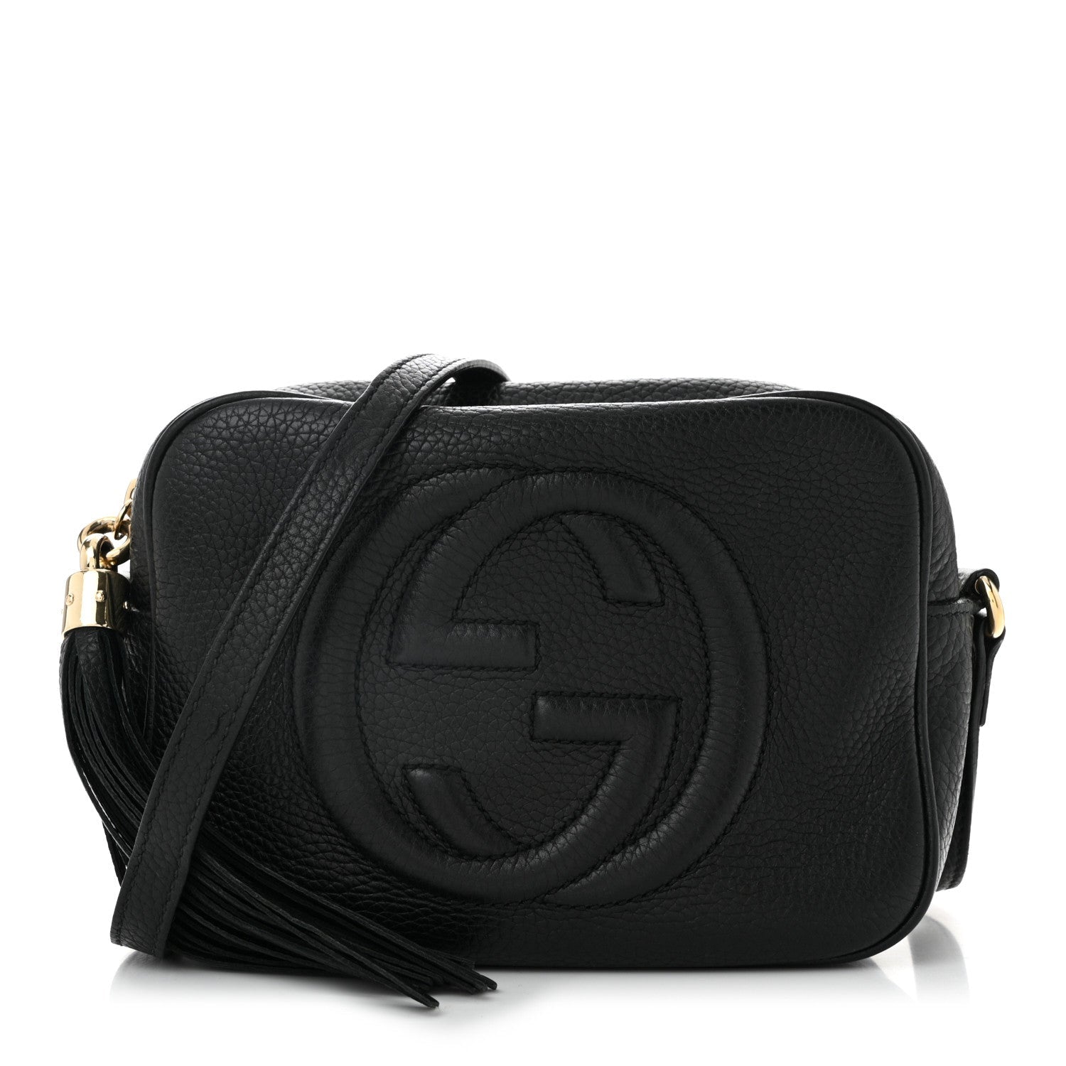 Pebbled Calfskin Small Soho Disco Bag Black