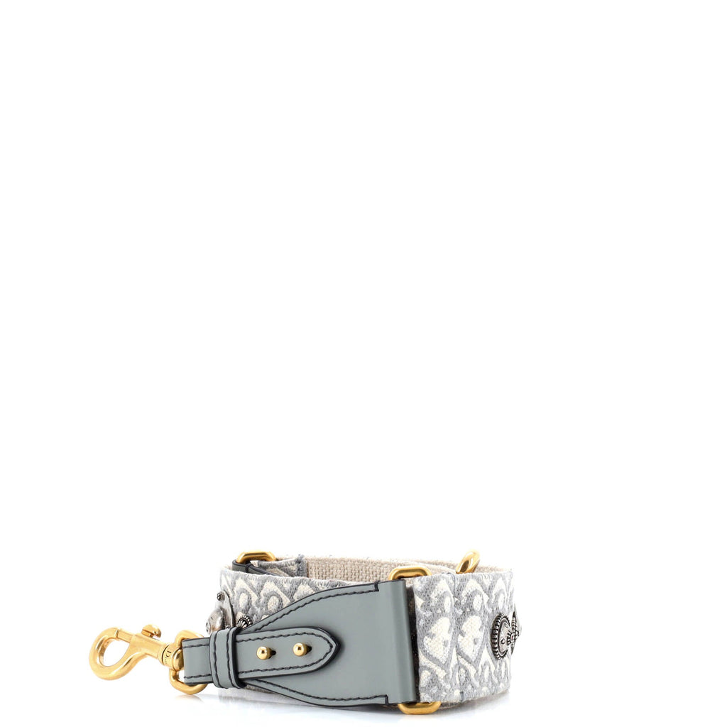 Shoulder Strap Embellished Oblique Canvas