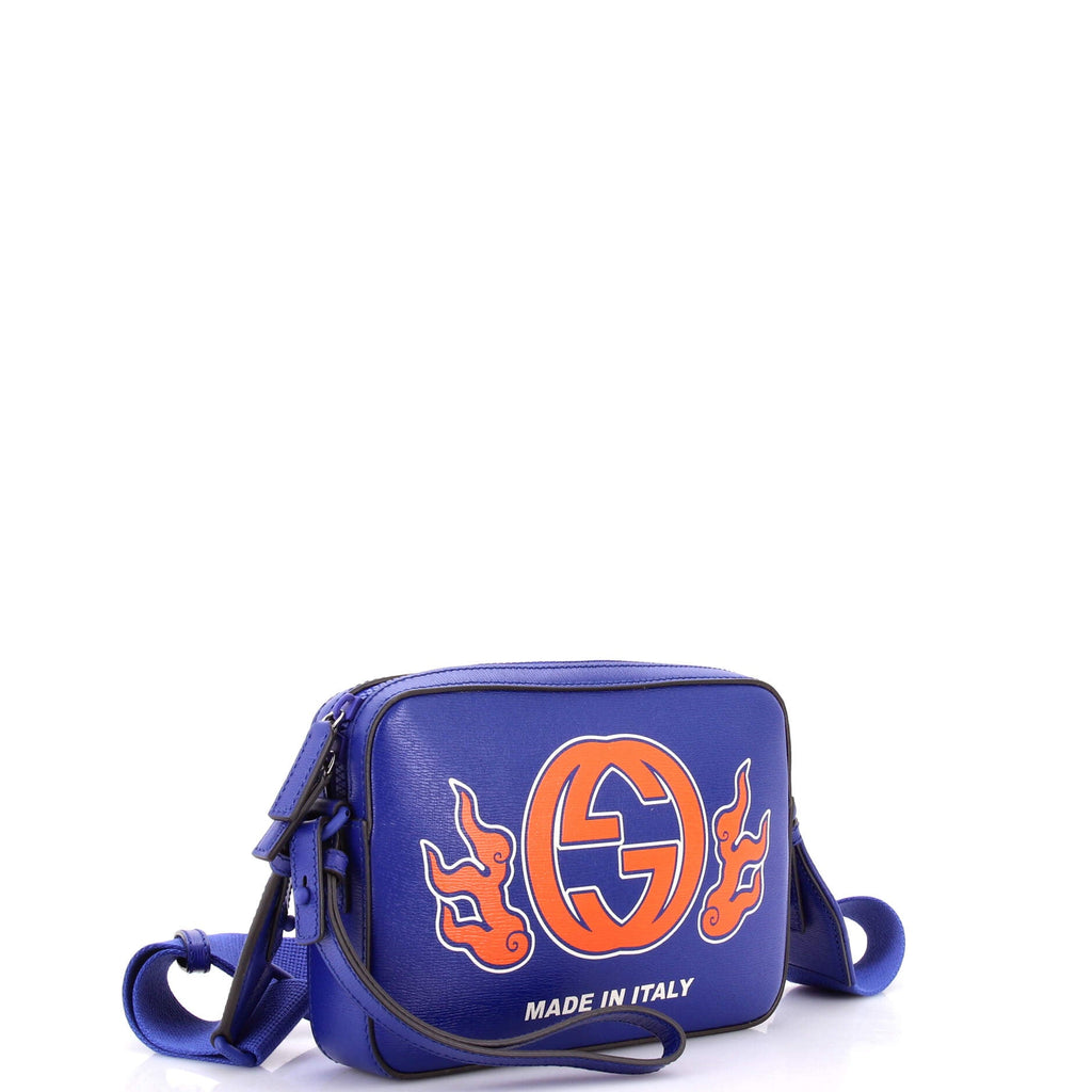 NY Dragons Camera Crossbody Bag Printed Leather Small