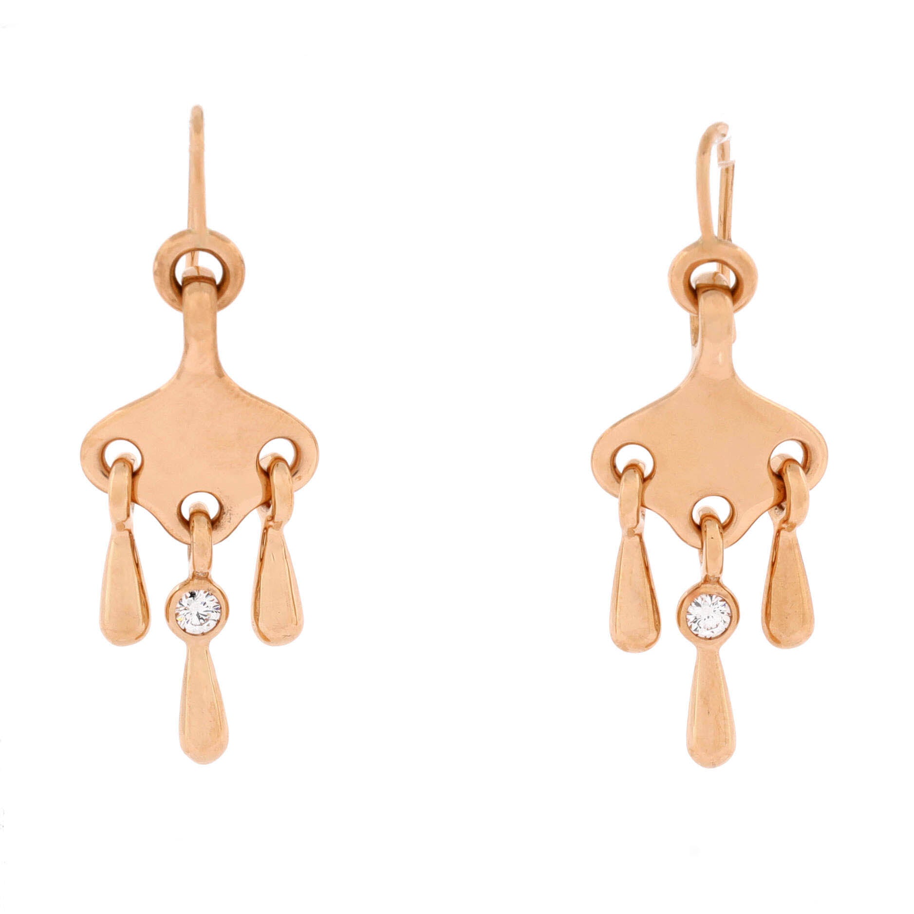 Filet d'Or Earrings 18K Rose Gold and Diamond