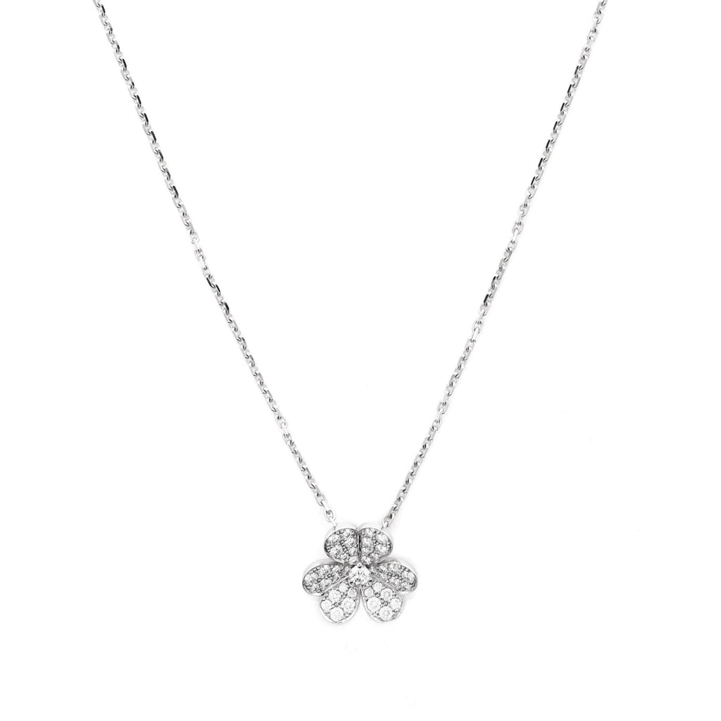 Frivole Pendant Necklace 18K White Gold with Pave Diamonds Small