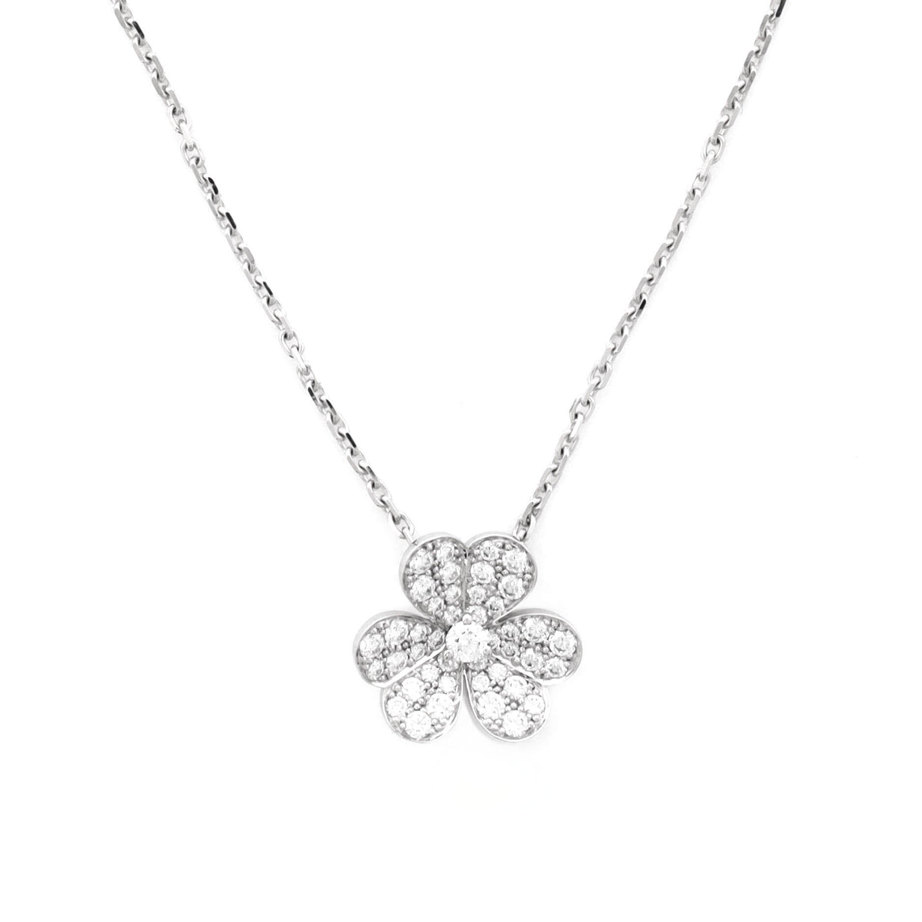 Frivole Pendant Necklace 18K White Gold with Pave Diamonds Small